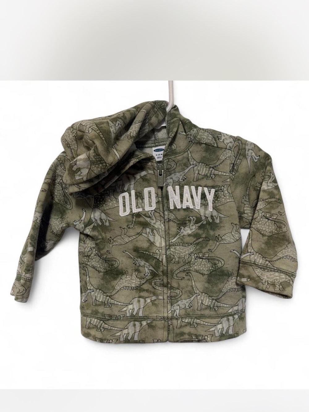 Old Navy Olive Green Dinosaur Zip Hoodie for Kids